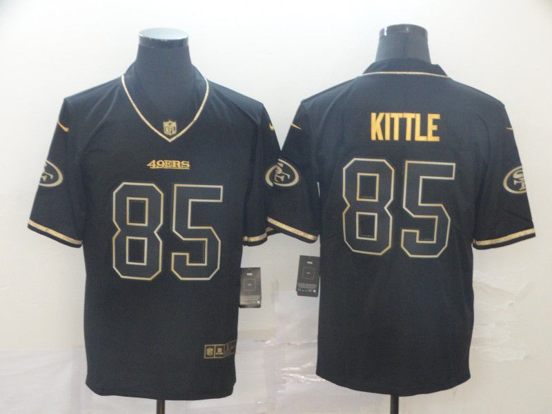 Men San Francisco 49ers 85 Kittle Black Retro gold character Nike NFL Jerseys